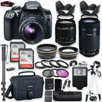 Canon EOS Rebel T6 DSLR Camera with Canon 18-55mm is II Lens & 55-250mm is STM Lens Kit + Battery Grip + Canon Case + 64GB Memory + Filters + Macros + Monopod + 50" Tripod + Professional DSLR Bundle