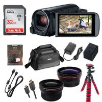 Canon VIXIA HF R800 Full HD Camcorder, CMOS Sensor, 57x Advanced Zoom, Fast & Slow Motion Recording + 0.43xWide Angle Lens + 2.2X Telephoto Lens + 32GB Storage + Spider Tripod + Case