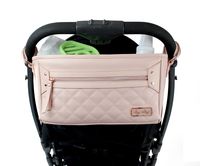 Itzy Ritzy Adjustable Stroller Caddy - Stroller Organizer Featuring Two Built-in Pockets, Front Zippered Pocket and Adjustable Straps to Fit Nearly Any Stroller, Blush