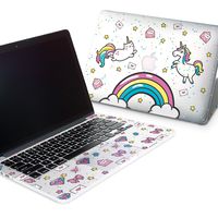 ZizzStore MacBook Hard Case and Keyboard Decal Set Protective Hard Shell with Vinyl Sticker Around Keyboard for (MacBook Air 11 (A1465, A1370), Unicorns Over The Rainbow)