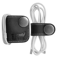 ELFRhino Genuine Leather Headphone Earphone Organizer Cord Organizer Wrap Winder Cord Manager Cable Winder(Set of 2, Dark Gray)