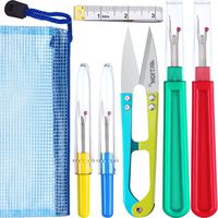 Bememo Sewing Seam Ripper Kit, 4 Pieces Thread Seam Remover Stitch Unpicker Thread Cutter Tool with Trimming Scissor, Soft Tape Measure and Storage Bag for Sewing