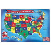Melissa & Doug USA (United States) Map Floor Puzzle (Wipe-Clean Surface, Teaches Geography & Shapes, 51 Pieces, 24" L x 36" W, Great Gift for Girls and Boys - Best for 6, 7, 8 Year Olds and Up)