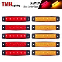 10 pcs TMH 3.8" 6 LED Red & Amber Side Led Marker ( 5 + 5 ), Trailer marker lights, Led marker lights for trucks, Marker light amber, Rear side marker light, Truck cab marker lights, RV marker light