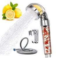 Aspior High Pressure Shower Head Vitamin C Ionic Handheld Shower Filter with Hose Chlorine Fluoride Removal Hard Water Softener Showhead Filters System Set（Silver,Transparent）