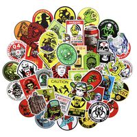 50pcs Zombie Stickers Laptop Stickers Car Bicycle Suitcase Computer Water Bottle Mobile Phone Stickers Waterproof Ghastful Decals (Zombie 50)