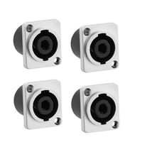 Keilton 4 pole Audio Speaker Jack Square Panel Female,4 Pack