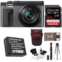 Panasonic DC-ZS70K Lumix 20.3MP, 4K Touch Enabled 3" LCD, 180 Degree Flip-Front Display, 30x Lens 64GB Bundle