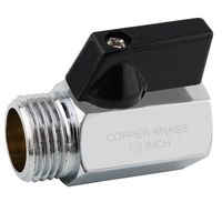 YOO.MEE Shut-Off Brass Ball Valve 1/2'' Standard Connections with Polished Chrome Finish