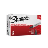 Sharpie Chisel Tip Permanent Markers; Proudly Permanent Ink Marks On Paper, Plastic, Metal, and Most Other Surfaces; Remarkably Resilient Ink Dries Quickly and Resists; Black; Pack of 12 (38201)