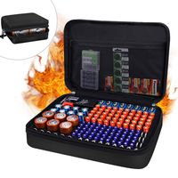 JUNDUN Battery Organizer,Fireproof Waterproof Hard Battery Storage Case,Silicone Battery Storage Box Holder，Hold 148 Batteries for AA AAA C D 9V with Tester BT-168 (Not Included Batteries)