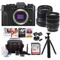 Fujifilm X-T30 Mirrorless Camera Body (Black) w/XF18-55 & XF50mm F2 Dual Lens Accessory Bundle + Sandisk 128GB Ultra UHS-I + 2 NP-W126 & Dual Charger +Tripod + Deluxe Photo Software