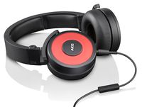 AKG Y55 Red DJ-Ready Headphones with Enriched Bass, Snug Fit and In-Line Remote/Microphone with Volume Control, Red