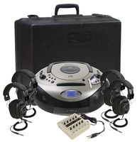Califone 1886PLC 4-Person Spirit SD Stereo Listening Center, Includes 1886 Boombox Multimedia Player, Carry/Storage Case, One 10 position jackbox and Four 3068AV Headphones