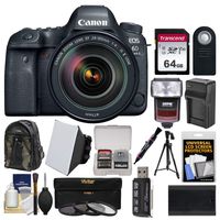 Canon EOS 6D Mark II Wi-Fi Digital SLR Camera & EF 24-105mm f/4L is II USM Lens + 64GB Card + Backpack + Flash + Battery/Charger + Tripod + Filters Kit