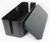 JK Home and Office Wire and Cable Organizer Box - Fits Long Power Strips - Large Clean-Look Management - Hide Ugly Cords, Surge Protectors, USB Sticks to De-Clutter Your Home - Includes 2 Wire Ties