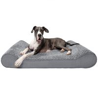 Furhaven Pet Dog Bed | Orthopedic Ultra Plush Faux Fur Ergonomic Luxe Lounger Cradle Mattress Contour Pet Bed w/ Removable Cover for Dogs & Cats, Gray, Giant