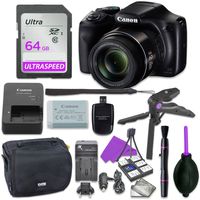 Canon Powershot SX540 Point & Shoot Digital Camera Bundle w/ Tripod Hand Grip , 64GB SD Memory , Case and More