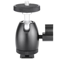 Neewer Black 1/4" Screw Mount Swivel Mini Ball Head Camera Mount with Lock and Hot Shoe Adapter for DSLR Camera,LED Video Light,Microphone,Video Monitor and Ring Flash Light