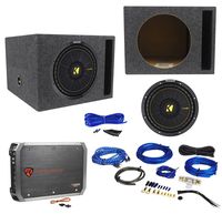 KICKER 44CWCS124 CompC 12" 600w Car Subwoofer+Vented Sub Box+Amplifier+Amp Kit