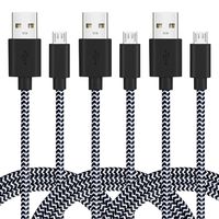 iSeeker Bundle of 3 Durable 6.6ft/2m Nylon Braided Tangle-Free Micro USB Cable Compatible for Android, Galaxy s7 s6, Motorola, Nokia and More