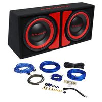 Crunch CR-212A 1000w Dual 12" Powered Loaded Subwoofers In Enclosure + Wire Kit