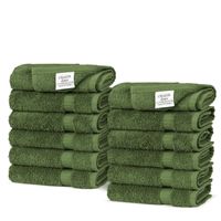 Chakir Turkish Linens Turkish Cotton Luxury Hotel & Spa Bath Towel, Wash Cloth - Set of 12, Moss
