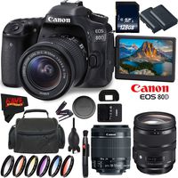 Canon EOS 80D DSLR Camera + 18-55mm Lens + Sigma 24-70mm f/2.8 DG OS HSM Art Lens + 128GB Memory Card International Version