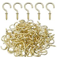 Ceiling Screw Hooks, 100 Pieces 3/4 Inch Cup Hooks Screw-in Hooks for Hanging Plants Mug Cup, Gold