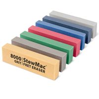 StewMac Fret Erasers, Abrasive Rubber Blocks for Polishing Fretwire and Other Metal, Set of 7 Grits