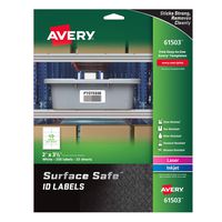 Avery Surface Safe Durable ID Labels, Removable Adhesive, Water Resistant, 2" x 3-1/2", 250 Labels (61503)