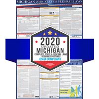 2020 Michigan State and Federal Labor Laws Poster - OSHA Workplace Compliant 24" x 36" - All In One Required Posting - Laminated