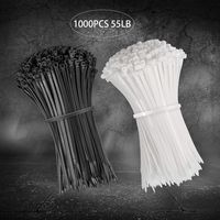 K Kwokker 1000Pcs Cable Ties Nylon Zip Ties 55 LB 8 Inch Multi-Purpose Heat & UV Resistant Tensile Strength Black & White for Home, Office, Garden, Automotive, Electron and so on