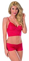 Escante Women's Lace Cami Set, Red, Medium