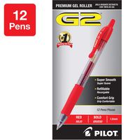 PILOT G2 Premium Refillable & Retractable Rolling Ball Gel Pens, Bold Point, Red Ink, 12 Count (31258)