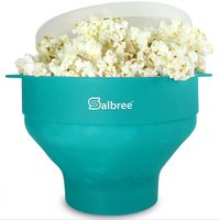 Original Salbree Microwave Popcorn Popper, Silicone Popcorn Maker, Collapsible Bowl BPA Free -18 Colors Available (Aqua)