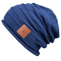 Mydeal Mens Womens Outdoor Wireless Bluetooth Beanie Hat Cap with Stereo Speaker Headphones Microphone Hands Free Rechargeable Battery Compatible with Cell Phones iPhone Samsung Android Phones - Blue