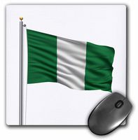 3dRose Flag of Nigeria on a flag pole over white Nigerian - Mouse Pad, 8 by 8 inches (mp_157235_1)
