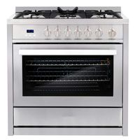 Cosmo COS-965AGC 36 in. 3.8 cu. ft. Single Oven Gas Range with 5 Burner Cooktop and Heavy Duty Cast Iron Grates in Stainless Steel
