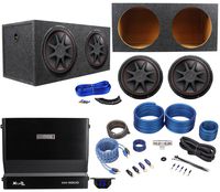 2 Kicker 43CVR154 2000w 15" Car Subwoofers+Sealed Sub Box+Mono Amplifier+Amp Kit