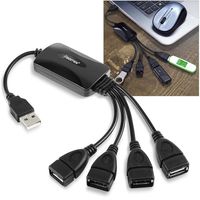 Insten USB 2.0 Flexible 4-Port Self-Powered Mini Hub Compatible With Sony Playstation 3 PS3 Slim Xbox 360 Nintendo Wi/ Apple iPhone 7/ 7 Plus/ 6S/ 6S Plus, Samsung Galaxy S7 Edge/ S7