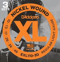 D'Addario EXL110-3D XL Nickel Wound Electric Guitar Strings, Regular Light Gauge - Round Wound with Nickel-Plated Steel for Long Lasting Distinctive Bright Tone and Excellent Intonation-10-46, 3 Sets