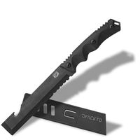 DFACKTO - 6 Inch Rugged Light Pry Knife with Sheath for Kitchen and Camping, Stonewashed High Carbon Stainless Steel, G10 Handle, Black Cooking BBQ Utensil for Travel, Bottle Opener