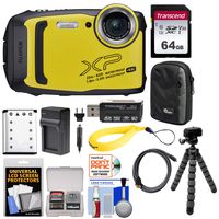 Fujifilm FinePix XP140 Shock & Waterproof Wi-Fi Digital Camera (Yellow) with 64GB Card + Battery + Charger + Case + Tripod + Kit