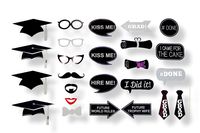 Graduation Photo Booth Props Kit - Any Year - Black, Silver - 20 Count