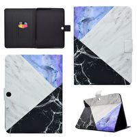 Ostop Compatible with Samsung Galaxy Tab 4 10.1(SM-T530/T531) Tablet Case,Marble Design PU Leather Wallet Slim Smart Cover [Auto Sleep/Awake] Magnetic Flip Folio Stand Case,Blue