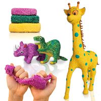 Craft Kits by VOYA - Modelling Art kit for Kids - Modelling Play Foam - Super Soft Dough - Modelling Clay - 3 in 1 Giraffe + Dinosaur + Rhino