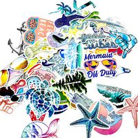 Cute Ocean/Beach Vinyl Laptop and Water Bottle Decal Sticker Pack Waterproof Trendy Stickers for Teens,Girls,Perfect for Laptop Hydro Flask,Phone,car,Skateboard,Travel| Extra Durable 100% Vinyl