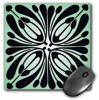 3dRose LLC 8 x 8 x 0.25 Inches Mouse Pad, Aqua/Black Art Deco Pattern (mp_41715_1)