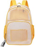 Mygreen Heavy Duty Clear Backpack Durable Multi-Pockets See Through Student School Bookbag Waterproof Transparent Beach Girls Travel Bag (Yellow, Large)